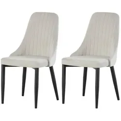 Mid.you Stuhl-Set Claudia in Creme – 2er Set - Elegantes Stuhl-Set Claudia in Creme für das Esszimmer. Aus hochwertigem Textil, konisch und rund. Mit geprüfter Qualität (Oeko-Tex® Standard 100, FSC 100%). Maße: 44x88x58 cm.