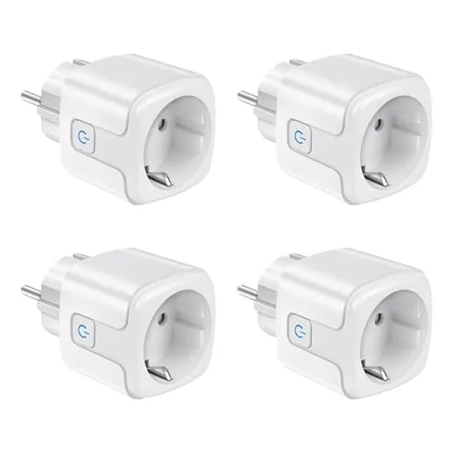 Smart WLAN Steckdose mit Strommessung, 4er Set – Sprachsteuerung und Fernbedienung