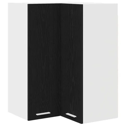 vidaXL Hängeschrank Riga Schwarze Eiche und Weiß 57 x 57 x 80 cm, Geräumiger Stauraum, robuster Küchenregal, Moderne Wand-Organizer, Holzlösung für mehr Platz