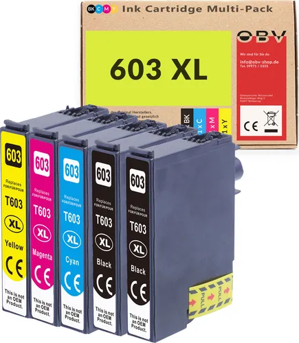 5er-Set Tintenpatronen kompatibel Epson XP-2100 XP-3100 WF-2830 – ersetzt 603XL – Schwarz/Cyan/Magenta/Gelb
