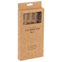 Strohhalm-Set Glass Drinking Straw Willy, 5-teilig, aus wiederverwendbarem Glas –