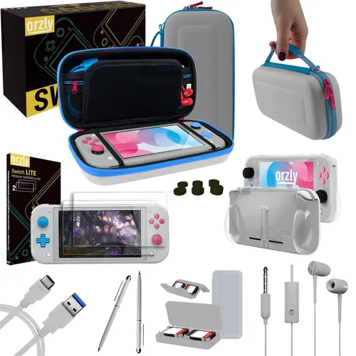 Orzly Switch Lite Zubehör-Set – Schutzhülle und Displayschutzfolie Z&Z Edition)