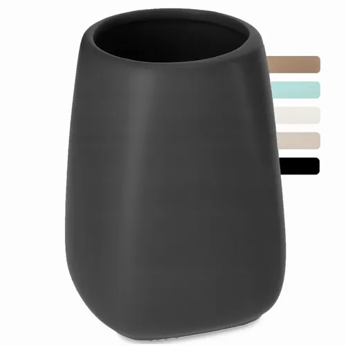 KADAX Badezimmerbecher, Zahnputzbecher aus Keramik, Badezimmer, Anthrazit