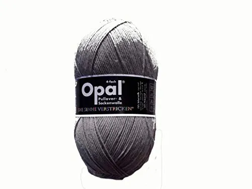OPAL Uni (425m) 4-fädiges Garn - Wollmischung, leuchtende Volltonfarben, Garn für warme Socken und Pullover, 5193 Mittelgrau, 1 x 100 g