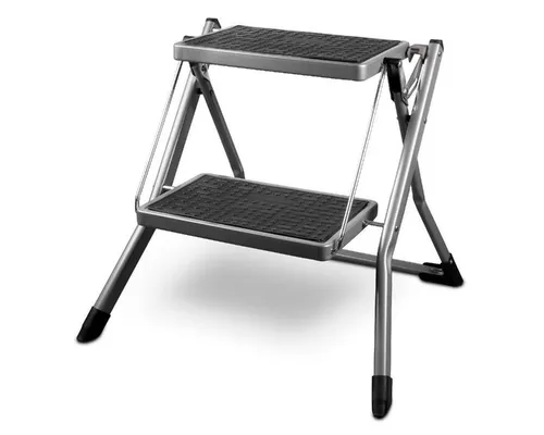 siwitec Mini Klapptritt Stahl, 2 Stufen - Rutschfeste Haushaltsleiter in Anthrazit - Klappleiter mit 2 Stufen, rutschfest und leicht (3,5 kg), ideal für den Haushalt. Mit Sicherheitsverriegelung für sicheren Einsatz und bis 150 kg belastbar.