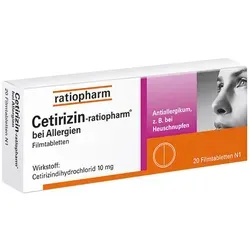 Cetirizin ratiopharm 10 mg bei Allergien - Arzneimittel zur Linderung von Allergiesymptomen wie Heuschnupfen, Juckreiz und Rötung der Augen. Schnelle Wirkung und gute Verträglichkeit.