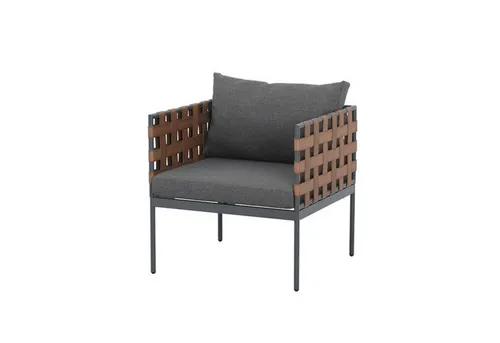 riess-ambiente Gartensessel UNIQUE 70cm schwarz / braun / grau · Gartensessel inkl. Kissen (Einzelartikel, 1-St), indoor & outdoor · Aluminium & Polyrattan Geflecht · waschbarer Bezug