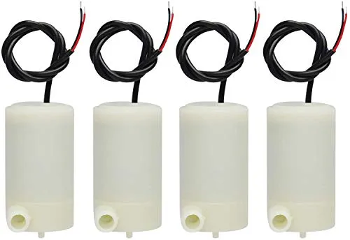 ICQUANZX 4 pcs Mini Micro Submersible Water Pump 3V -5V 1.2-1.6L/min 0.3-0.8 Meters,for Fish Tank Fountain Aquarium