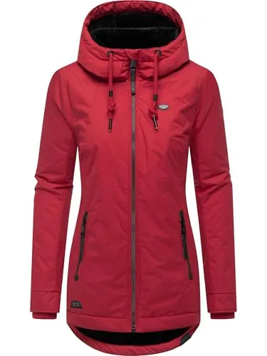 Ragwear Damen warme Winterjacke kurz wasserdicht mit Kapuze Zuzka Winter Dark Red25 Gr. 6XL