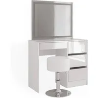 Vicco Schminktisch Sherry 90x75cm - Weiß mit LED-Spiegel - Sonstige Schlafzimmermöbel, Frisiertisch mit Hocker und perfekter Beleuchtung für ein angenehmes Schminkerlebnis und viel Stauraum durch 4 geräumige Schubladen.