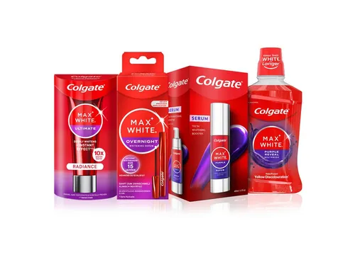 Colgate Max White Purple Routine Premium Zahnbleaching-Kit - 4-in-1 Aufhellungsset für ein strahlendes Lächeln: Zahnpasta, Serum, Pen & Mundspülung sorgen für sofortige Leuchtkraft und langanhaltende Ergebnisse. Ideal für die tägliche Zahnpflege!