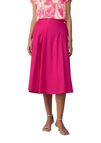 s.Oliver BLACK LABEL Midirock Damen in Pink - Stylischer Midirock aus Baumwolle mit schmeichelndem Fit und teilelastischem Bund, ideal für elegante Anlässe.