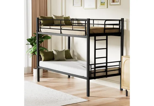 Odikalo Etagenbett Eisenbett Etagenbett Kinder90x200cm,Umbaubar zu 2 Einzelbetten,Schwarz
