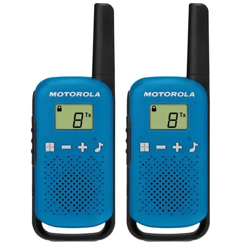 Motorola Solutions Talkabout T42 - Funkgerät mit 4km Reichweite, 16 Kanäle in Schwarz und Blau für klare Kommunikation unterwegs