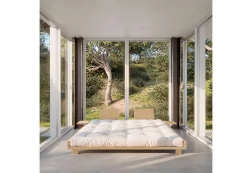 Karup Design Social Bed Bettgestell - Multifunktionales Bettgestell aus massivem Kiefernholz, wahlweise mit Rückenlehnen und Ablagen, ideal für kleine Räume und umweltfreundlich durch FSC®-Zertifizierung.
