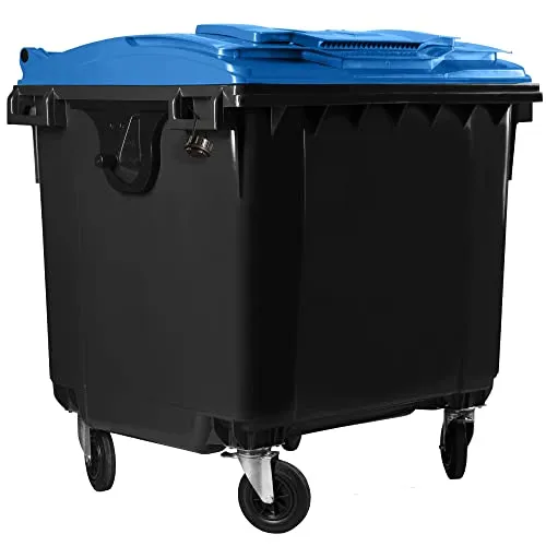 Hardwex Müllcontainer 1100 l Schwarz mit Deckel im Deckel in blau von Hardwex