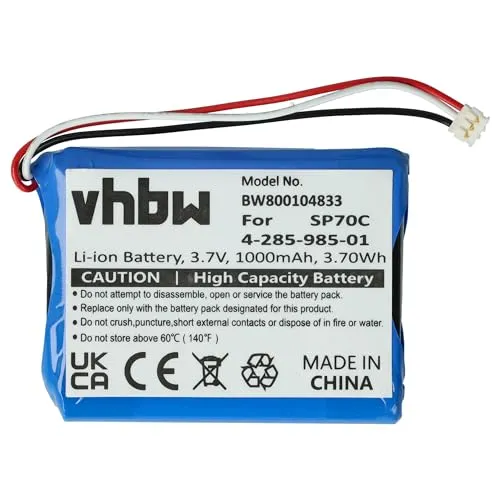vhbw Akku kompatibel mit Sony PSP E1008, E1004, E1002, E1000, E1003 Spielekonsole (1000 mAh, 3,7 V, Li-Ion) - Ersatz für 4-285-985-01, 4-435-245-01