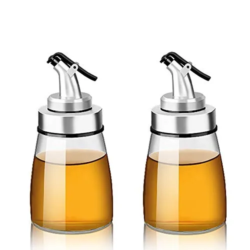 TAMUME Packung mit 160ml Glas Ölflasche mit Markierungen und Essig Spender (160ml * 2pcs)