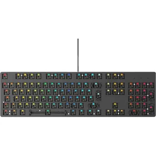 Glorious GMMK Full-Size Tastatur - Barebone, ISO-Layout - Modulare Full-Size Tastatur mit auswechselbaren Switches und RGB-Beleuchtung, ideal für Gamer und individuelle Anpassungen.