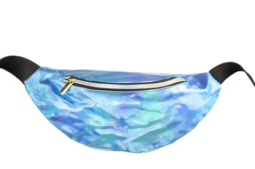WILBERS & WILBERS 48937 - Bauchtasche mit holografischem Finish, Hüfttasche, Accessoire für Festival, Karneval, 80er Jahre Outfit