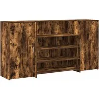 vidaXL Empfangstheke Räuchereiche 200x50x103,5 cm - TV-Halterungen: Robuste Empfangstheke aus Holzwerkstoff mit viel Stauraum, ideal für Büros, Kliniken und Salons, einfach aufzubauen und feuchtigkeitsbeständig.