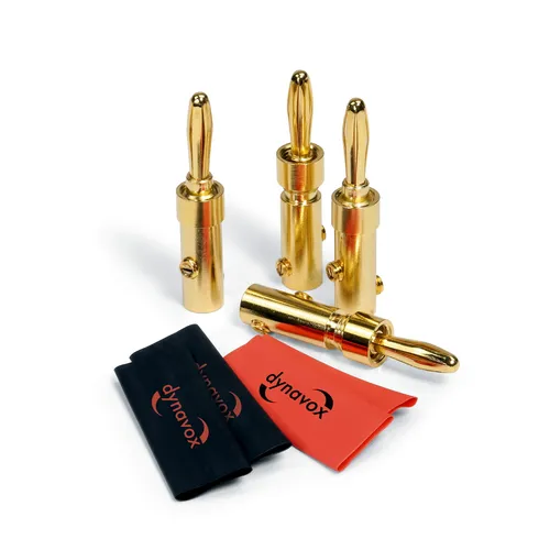 4-er Dynavox Bananenstecker Set vergoldet inkl. Schrumpfschlauch / Perfect Sound