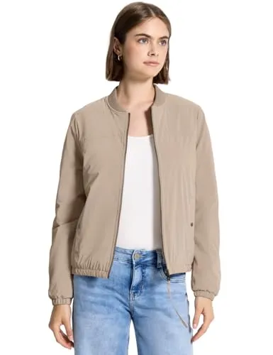 Blouson STREET ONE STUDIO Damen, beige (reef sand) - Funktionsjacke für Damen mit elegantem, seidigem Glanz und praktischen Seitentaschen. Ideal für moderne Übergangslooks, ausgestattet mit elastischem Saum für optimalen Tragekomfort.