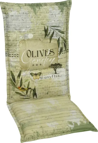 GO-DE Sesselauflage 120 x 50 x 7 cm - Grün Beige Polster - Hochwertige Sesselauflage für Hochlehner, bietet optimalen Komfort mit dickem Füllmaterial und stilvollem Design in grün und beige.