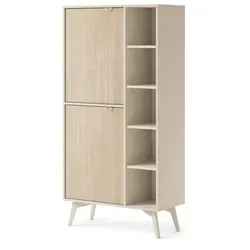 Komodee Bücherregal, Beige, Kunststoff, 7 Fächer, 80x160x38 cm, Wohnzimmer, Regale, Bücherregale