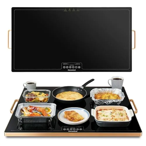 Heromind Elektrische Kochplatte 80 x 45 cm – Hochwertige Warmhalteplatte aus Glas