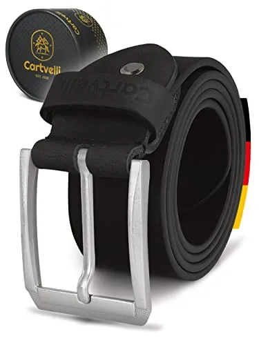 Cartvelli Herren Ledergürtel Schwarz 80 cm in schwarz von Cartvelli