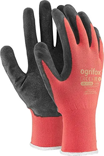Ogrifox OX-Lateks_Cb10 Schutzhandschuhe, OX.11.558 Lateks, Rot-Schwarz, 10 Größe, 12 Stück