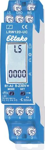 Eltako LRW12D-UC Sensorrelais für Licht, Dämmerung, Regen und Wind - Kompaktzylinder mit 4 OptoMOS-Ausgängen, energieeffizient und ideal für automatisierte Steuerung von Licht- und Wettersensoren.