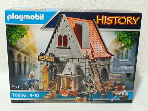PLAYMOBIL® Historische Schmiede 70956 - Entdecke die faszinierende Welt des Mittelalters mit der PLAYMOBIL® Historischen Schmiede. Ideal für kreative Rollenspiele und fördert die Fantasie von Kindern ab 3 Jahren.