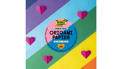 folia Origami-Faltpapier „Premium“, 70 g/m², 500 Blatt, Farbe: basic, Größe: 10 x 10 cm