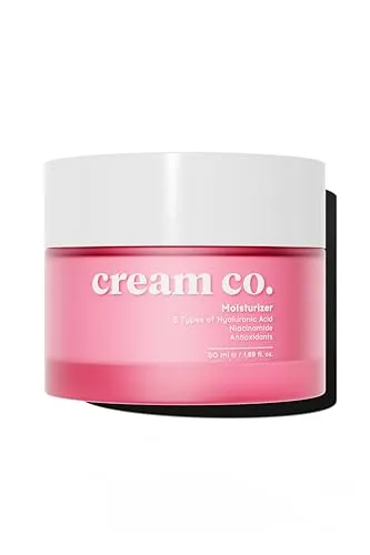 cream co. Moisturizer mit 5-Fach Hyaluron, Niacinamid (Vitamin B3) & Panthenol (Vitamin B5) 50 ml, Vegan Feuchtigkeitscreme für Damen & Männer, Revitalisiert & Hellt Auf, Gesichtscreme alle Hauttypen