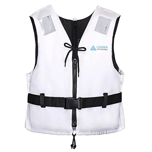 Leader International Schwimmhilfe Erwachsene, Feststoffweste ideal für den Wassersport, Auftriebshilfe bis zu 40N(Weiß S: 30-50kg)