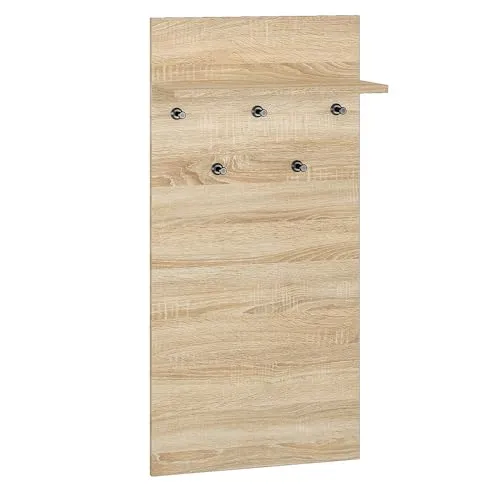 Lomadox Garderobenpaneel Wandgarderobe Flurgarderobe Garderobenleiste Hutablage Eiche hell 50x103x24,3 cm