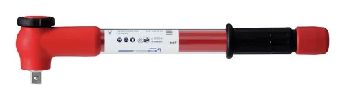 VDE Drehmomentschlüssel 10-50 Nm - Präziser Drehmomentschlüssel mit Rückführbarem Prüfzertifikat, VDE isoliert bis 1000 V, ideal für sichere elektrische Arbeiten.