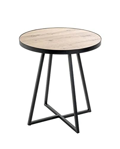 HAKU Möbel Beistelltisch bergen-eiche 48x48x52 cm - Mehrzwecktisch mit harmonischem Design und flexibler Nutzung, ideal für Büro und Wohnbereich, aus stabiler MDF-Platte und Metallgestell.