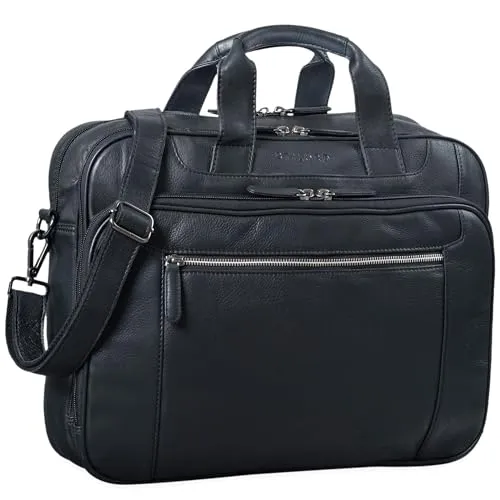 STILORD Herren-Businesstasche aus Leder schwarz - 15,6 Zoll Laptoptasche, Vintage Design und maximale Organisation für den perfekten Auftritt