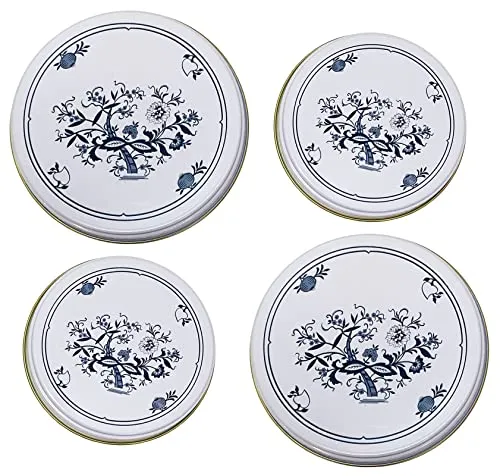 Iloda® 4 Herdabdeckplatten aus Metall mit Zwiebelmuster für Elektroherd 2x Ø 15,5cm + 2x 19,8cm, Abdeckung für Herdplatten, Kochplattenabdeckung, Herdabdeckplatte