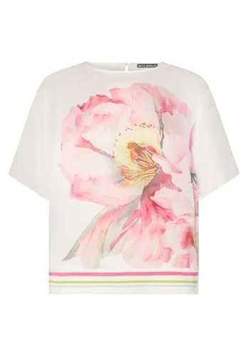 Betty Barclay Kurzarmbluse mit floralem Muster - Figurumspielende Kurzarmbluse mit Rundhals-Ausschnitt und Knopfschlinge. Ideal für sommerliche Outfits, sorgt für einen frischen Look und hohen Tragekomfort.