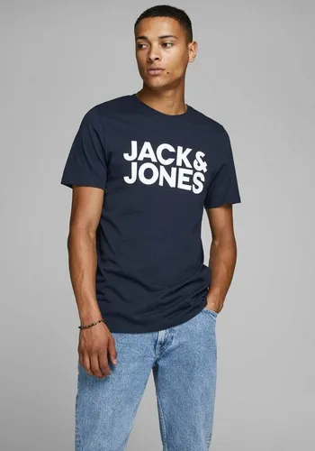 Jack & Jones T-Shirt JJECORP Herren-Tee mit figurbetonter Silhouette bedruckt, modisch, schmal, Baumwolle, Rundhals