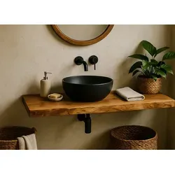 Living Oak Tischplatte Massive Tischplatte aus Eiche – Unikat mit Naturkante- aus einem Stück (massive Tischplatte aus Eiche für Dein Badprojekt oder auch den kleinen Couchtisch), Tischplatte aus einem Stück Eiche mit Baumkante. Baumstammplatte. 70 cm x 60 cm