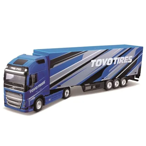 Bburago Volvo FH16 Anhänger 1:43 - Vorgefertigte Motorfahrzeug-Modelle, detailgetreues Metallmodell mit aufklappbaren Hecktüren, ideal für Kinder ab 18 Monaten zur spielerischen Förderung der Motorik.