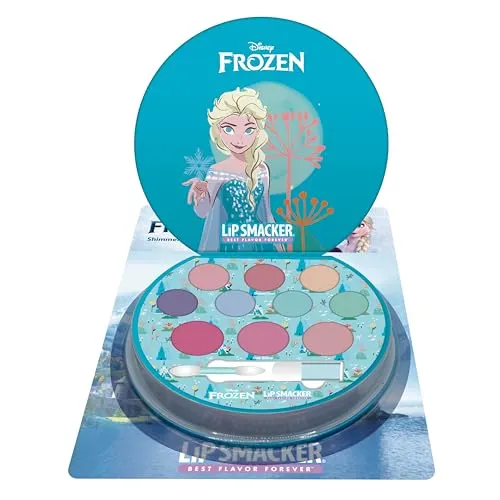 Lip Smacker Die Eiskönigin Shimmer Color Palette, 12-teiliges Set für Kinder Inklusive Schimmercremes, Rouge und Schminkpinsel, Kinderschminke für Grenzenlosen Schminkspaß, Die Eiskönigin Geschenke