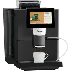 Bartscher Kaffeevollautomat Easy Plus 550 Schwarz - 2-Tassen-Funktion - Kaffeevollautomat für bis zu 50 Tassen/Tag, mit höhenverstellbarem Auslauf und manueller Milchtemperatureinstellung in 2 Stufen. Ideal für Kaffeeliebhaber und Büros.