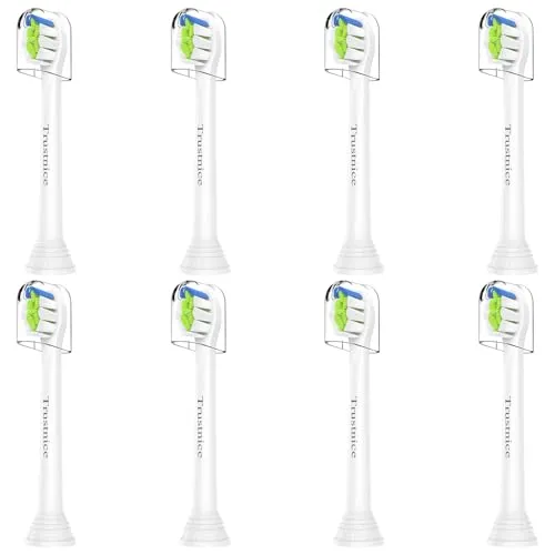Trustnice Mini Aufsätze Ersatzbürsten für Philips Sonicare – 8er Pack - Ersatzzahnbürsten für Philips Sonicare, entfernen Plaque bis zu 10-mal effektiver und sind sanft zum Zahnfleisch dank DuPont-Borsten. Ideal für unterwegs durch individuelle Verpackung und Staubschutz.