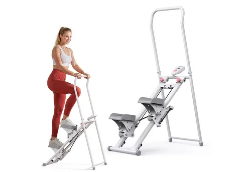 MERACH Stepper 2025 Neues Stair Stepper für Heimtraining, Rehabilitation (Tragbarer Crosstrainer Stepper klappbar mit 3 Widerstandsstufen, mit LCD-Schirm & verstellbare Lenker & Rutschfeste Pedale), Vertical Climber Maschine für Ganzkörper-Workout
